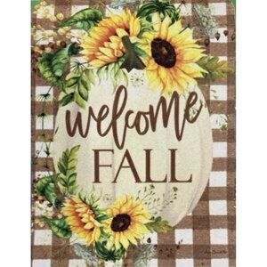 Welcome Fall House Flag Pumpkin Sunflower Farm Rustic Cottage Halloween Decor